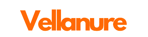 Orange 'Vellanure' logo on a white background